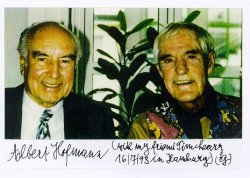 Photo of Dr. Albert Hofmann and Dr. Timothy Leary